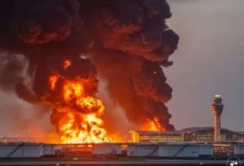 Photo of कुवैत अंतरराष्ट्रीय हवाई अड्डे पर ईरानी ड्रोन से हमले के बाद भीषण आग