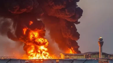 Photo of कुवैत अंतरराष्ट्रीय हवाई अड्डे पर ईरानी ड्रोन से हमले के बाद भीषण आग