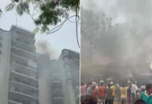Photo of गाजियाबाद के नारा सोसाइटी स्थित क्रॉसिंग्स रिपब्लिक मार्केट क्षेत्र में लगी आग